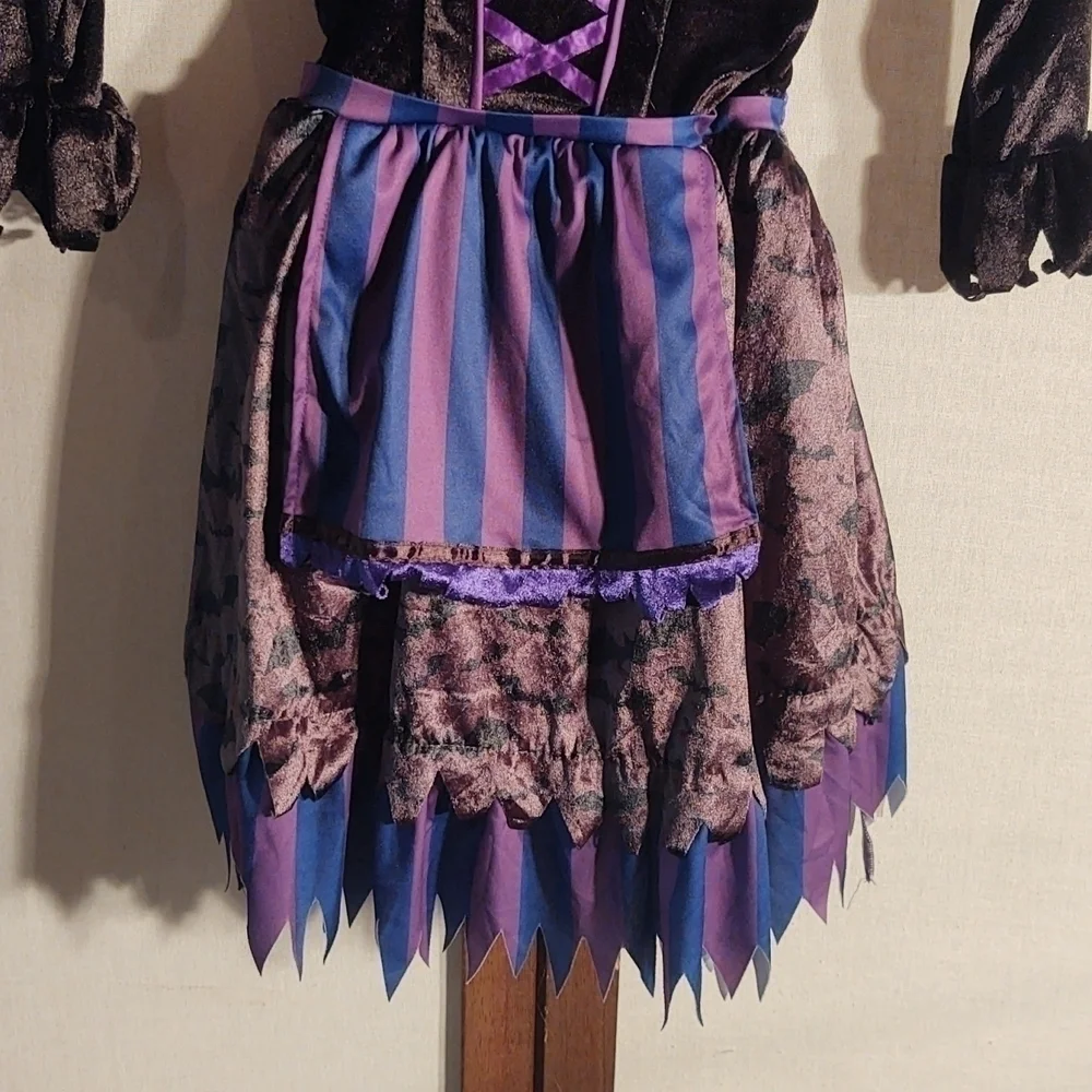 Spooktacular Creations Purple and Black Witch Dress with Puffed Sleeves Sz S